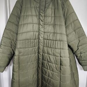 Olive Green Quilted Puffer Coat